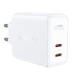 Acefast charger GaN USB Type C 50W, PD, QC 3.0, AFC, FCP white (A29 white) hind ja info | Acefast Mobiiltelefonid ja lisatarvikud | hansapost.ee