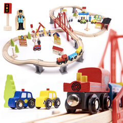 Деревянная железная дорога/автомобильная дорожка (70 шт.) цена и информация | Игрушки для мальчиков | hansapost.ee