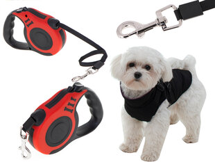 Koerte jalutusrihm, automaatne 5m, kuni 14kg, punane price and information | Leashes for dogs | hansapost.ee