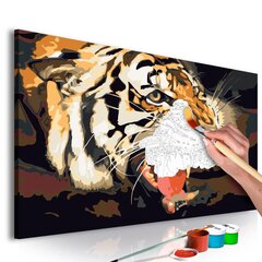 Tee ise - maal lõuendil - Tiigri möire 60x40 cm hind ja info | Maalimiskomplektid numbrite järgi | hansapost.ee