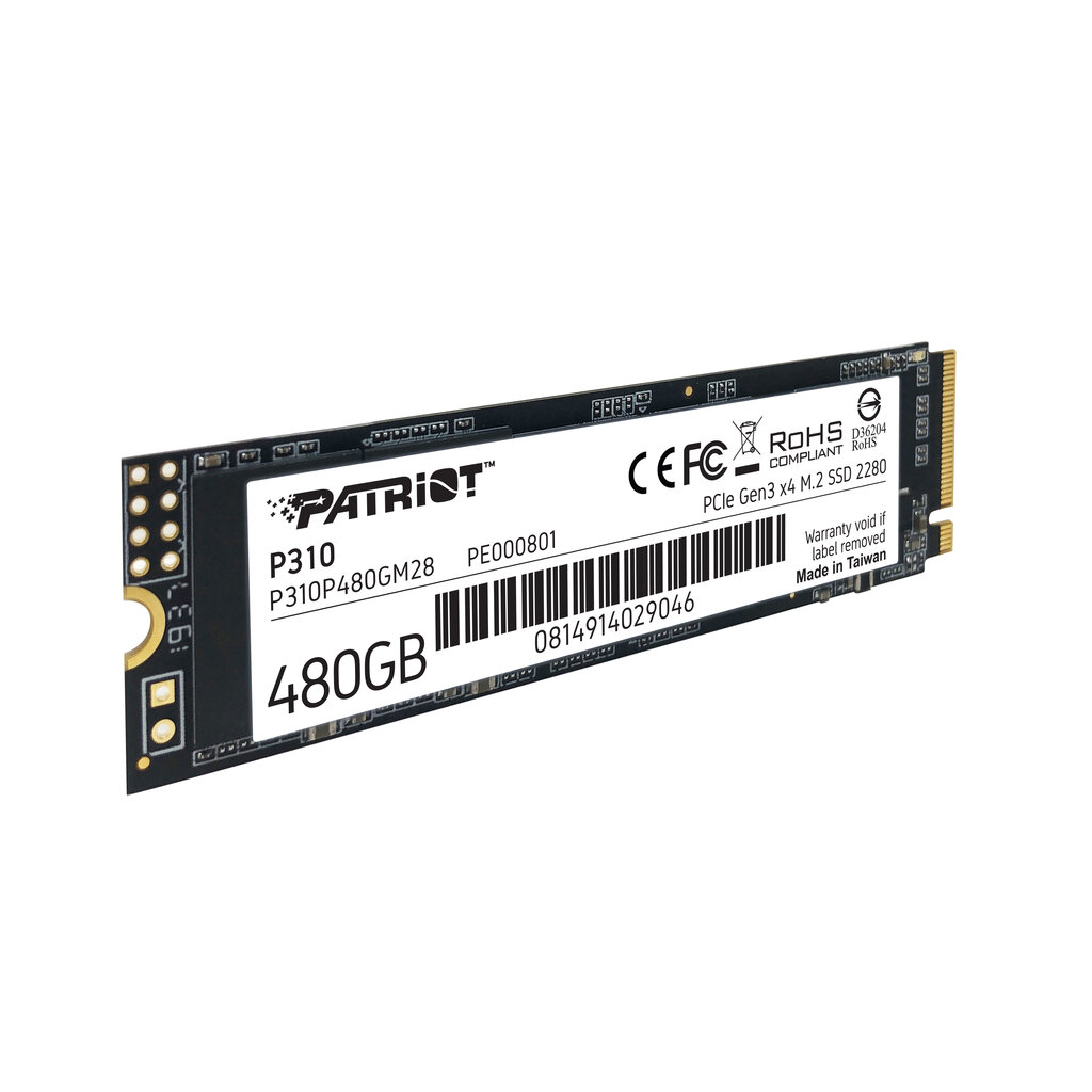 SSD Patriot P310 480GB M.2 2280 PCIe NVMe 4.0 x4 TLC цена и информация | Sisemised kõvakettad | hansapost.ee