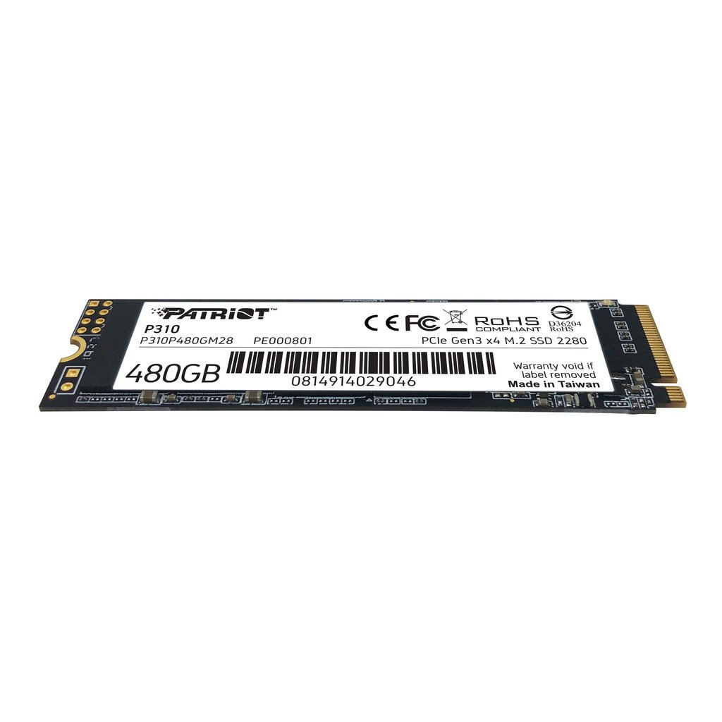 SSD Patriot P310 480GB M.2 2280 PCIe NVMe 4.0 x4 TLC цена и информация | Sisemised kõvakettad | hansapost.ee