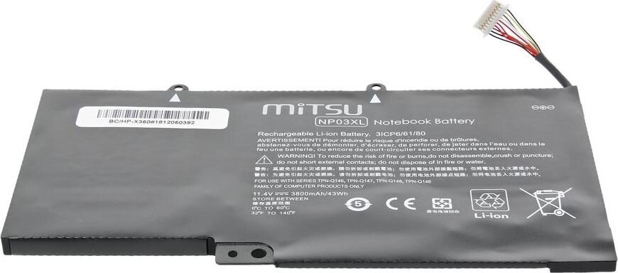 Mitsu BC/HP-X360 цена и информация | Sülearvuti akud | hansapost.ee