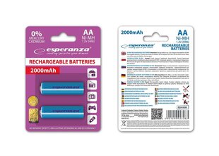 Аккумуляторы типа АА Esperanza EZA103B, 2000mAh, синий цена и информация | Батарейки | hansapost.ee