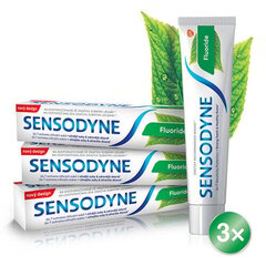 Hambapasta tundlikele hammastele Sensodyne Fluoride Tripack, 3 x 75 ml hind ja info | Hambaharjad, hampapastad ja suuloputusvedelikud | hansapost.ee