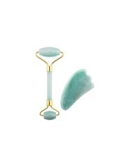 Massaažirull ja taldrik Guasha jadeite (roheline Aventurine Jade Roller & Gua Sha komplekt) цена и информация | Массажеры для лица, инструменты для чистки лица | hansapost.ee