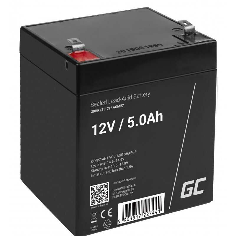Green Cell AGM27 UPS battery Sealed Lead Acid (VRLA) 12 V 5 Ah hind ja info | Puhvertoiteallikad | hansapost.ee