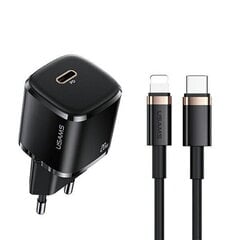 Usams T36 seinalaadija 20 W 1x USB-C pistik PD laadimine + USB-C to Lightning 1 m kaabel iPhone 11 12 13 must jaoks hind ja info | Laadijad mobiiltelefonidele | hansapost.ee