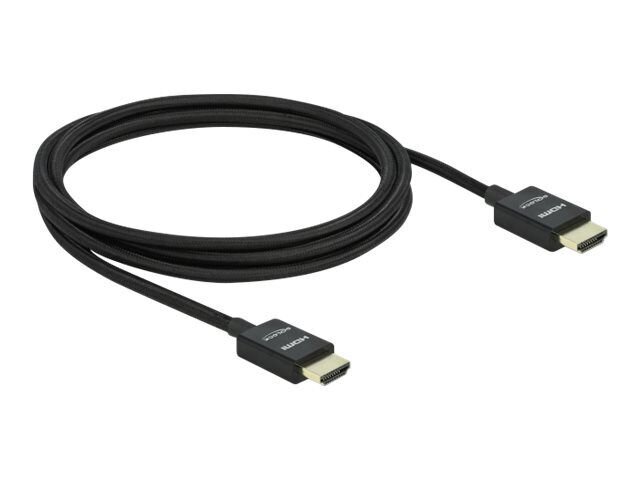 DELOCK HDMI koaksiaal M/M v2.1 kaabel 2m 8K 60Hz must punumine hind ja info | Juhtmed ja kaablid | hansapost.ee