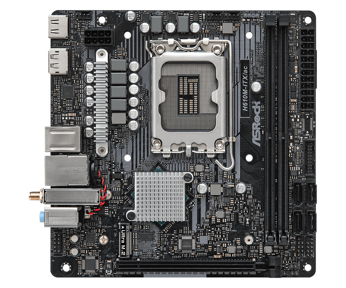 Asrock H610M-ITX/ac Intel H610 LGA 1700 Micro ITX цена и информация | Emaplaadid | hansapost.ee