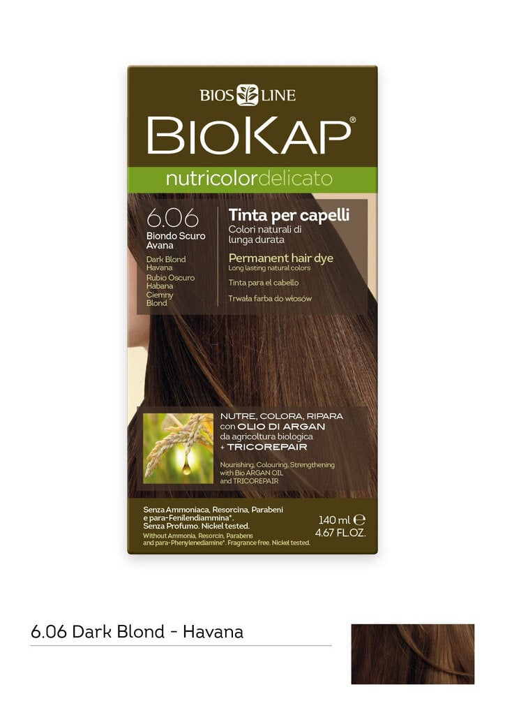 Biokap Nutricolor Delicato 6.06 / Havanna tumeblond / püsivärv hind ja info | Juuksevärvid | hansapost.ee