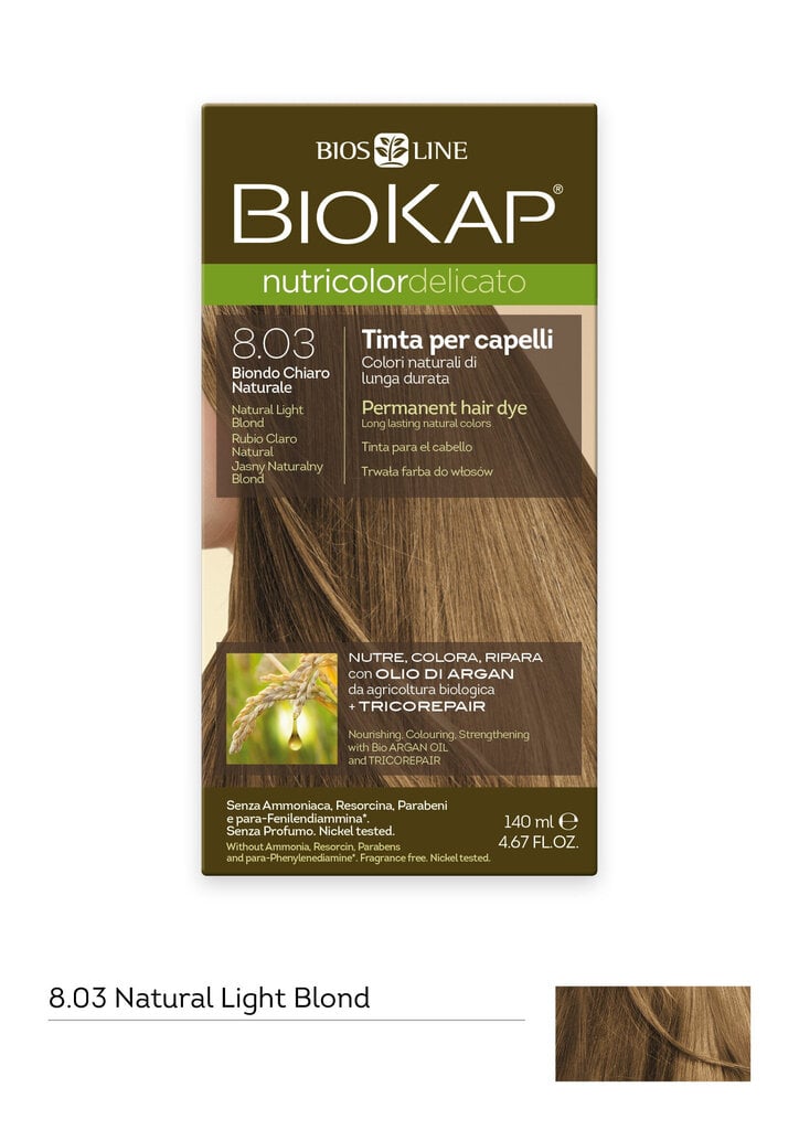 Biokap Nutricolor Delicato 8.03 / naturaalne heleblond, püsivärv hind ja info | Juuksevärvid | hansapost.ee