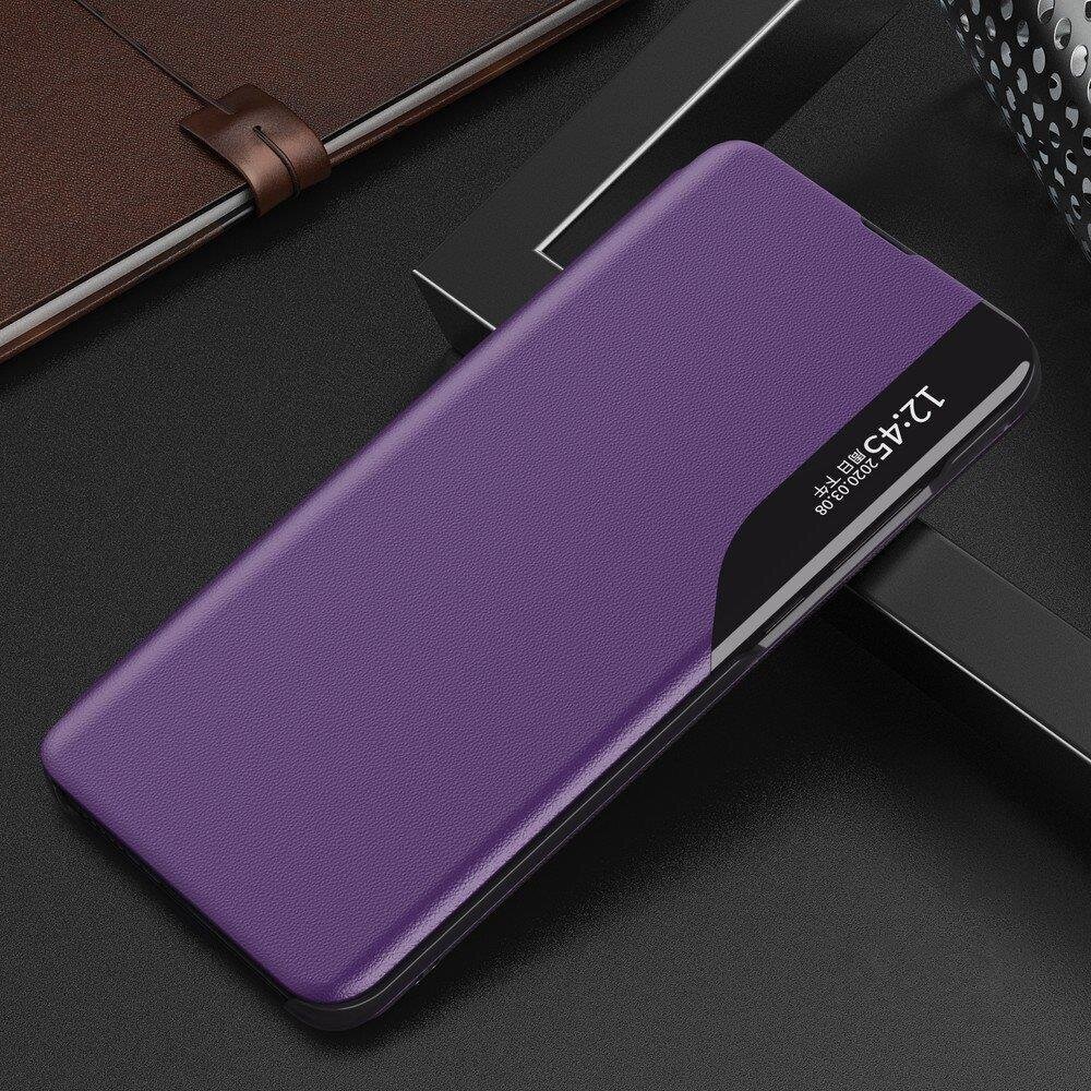 Leather View Case elegantne raamaturiiuli tüüpi ümbris tugijalaga Huawei Y6p / Honor 9A lilla jaoks hind ja info | Telefonide kaitsekaaned ja -ümbrised | hansapost.ee