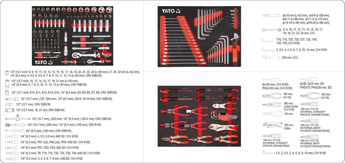 Kapp koos tööriistadega 157 tk. 7 sahtlit Yato (YT-55308) hind ja info | Käsitööriistad | hansapost.ee