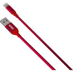 Punutud kaabel YENKEE, 2.0 USB A - Lightning, MFi certified, 480 Mbps, 5V/2.4A, 10W, 1m, alumiiniumist korpus, punane hind ja info | Mobiiltelefonide kaablid | hansapost.ee