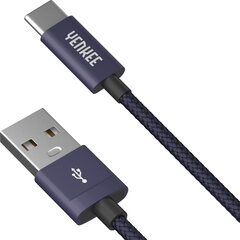 Плетеный кабель YENKEE, 2.0 USB A - USB C, 480 Мбит/с, 3A, 2 м, алюминиевый корпус, фиолетовый цена и информация | Кабели для телефонов | hansapost.ee