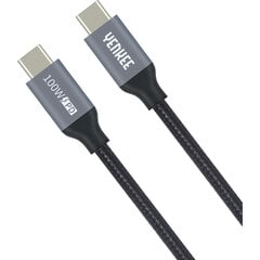 Плетеный кабель YENKEE, 3.1 (поколение 2) USB C - USB C, 10 Гбит/с, 20 В/5 А, 100 Вт, 1,5 м, алюминиевый корпус, черный цена и информация | Кабели для телефонов | hansapost.ee