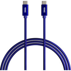 Punutud kaabel YENKEE, 2.0 USB C - USB C, 480 Mbps, 20V/3A, 60W, 2m, alumiiniumist korpus, sinine hind ja info | Mobiiltelefonide kaablid | hansapost.ee