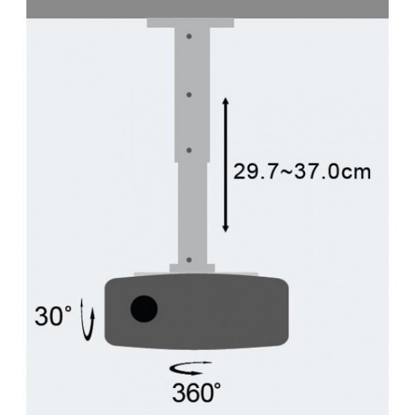 Projektori laekinnitus Techly, 30-37cm reguleeritav, kuni 15kg, hõbedane hind ja info | Teleri seinakinnitused ja hoidjad | hansapost.ee