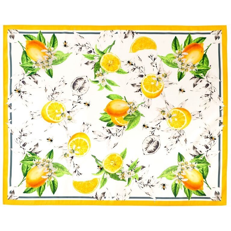 Dekoratiivne laudlina Ambition Lemon, valge - hall - roheline - kollane,160 x 280 cm цена и информация | Lauakatted, laudlinad ja servjetid | hansapost.ee