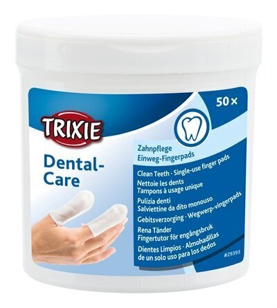 Vatipadjad-sõrmkübarad hammaste hooldamiseks Trixie, 50 tk цена и информация | Hooldus/grooming | hansapost.ee