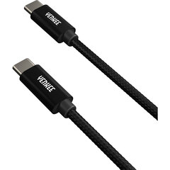 Плетеный кабель YENKEE, 2.0 USB C - USB C, 480 Мбит/с, 20 В / 3 А, 60 Вт, 2 м, алюминиевый корпус, черный цена и информация | Кабели для телефонов | hansapost.ee