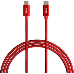 Плетеный кабель YENKEE, 2.0 USB C - USB C, 480 Мбит/с, 20 В / 3 А, 60 Вт, 2 м, алюминиевый корпус, красный цена и информация | Borofone 43757-uniw | hansapost.ee