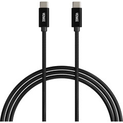 Плетеный кабель YENKEE, 2.0 USB C - USB C, 480 Мбит/с, 20 В / 3 А, 60 Вт, 2 м, алюминиевый корпус, черный цена и информация | Borofone 43757-uniw | hansapost.ee