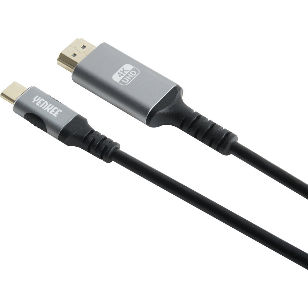 YENKEE, 3.1 (Gen 2) USB A - HDMI 4K/60Hz, 1.5m, alumiiniumist korpus, hall/must hind ja info | Mobiiltelefonide kaablid | hansapost.ee