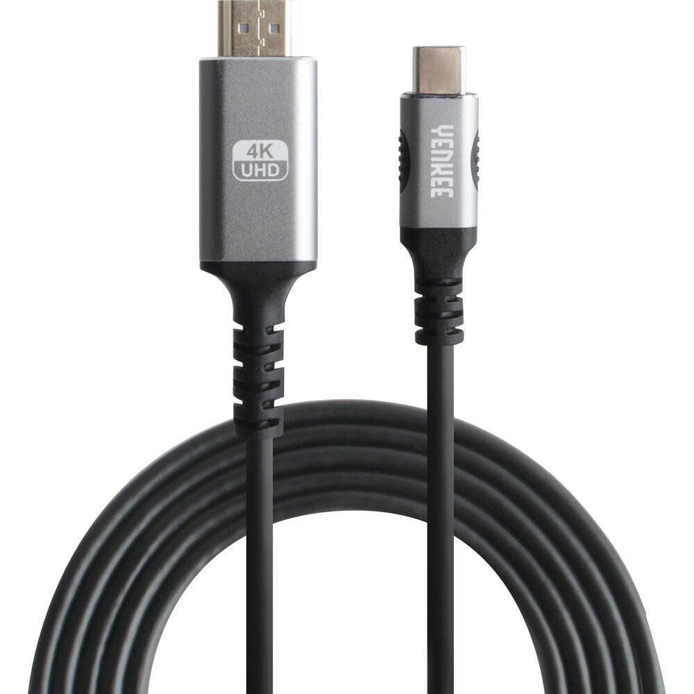 YENKEE, 3.1 (Gen 2) USB A - HDMI 4K/60Hz, 1.5m, alumiiniumist korpus, hall/must hind ja info | Mobiiltelefonide kaablid | hansapost.ee