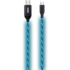 Кабель с подсветкой (светодиодный) YENKEE, 2.0 USB A - USB-C, 480 Мбит/с, 5 В/3 А, 15 Вт, 1 м, синий цена и информация | Кабели для телефонов | hansapost.ee