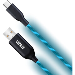 Кабель с подсветкой (светодиодный) YENKEE, 2.0 USB A - USB-C, 480 Мбит/с, 5 В/3 А, 15 Вт, 1 м, синий цена и информация | Кабели для телефонов | hansapost.ee
