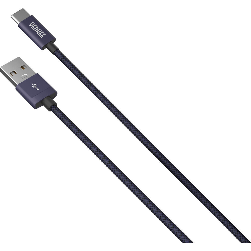 Punutud kaabel YENKEE, 2.0 USB A - USB C, 480 Mbps, 3A, 1m, alumiiniumist korpus, lilla цена и информация | Mobiiltelefonide kaablid | hansapost.ee