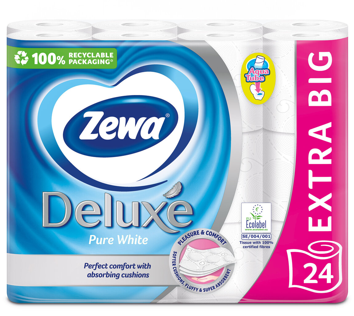 Tualettpaber ZEWA Deluxe Pure White, 3 kihti, 24 rulli цена и информация | WC-paber ja majapidamispaber | hansapost.ee
