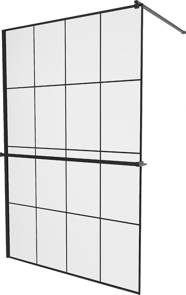 Walk-in dušisein Mexen Kioto+ riiul, must/must muster, 70,80,90,100,110,120,130,140x200 cm hind ja info | Dušiseinad ja dušiuksed | hansapost.ee