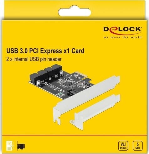 DELOCK CARD PCI-E X1->2X USB 3.0 PINHEADER BRACKET цена и информация | Regulaatorid | hansapost.ee