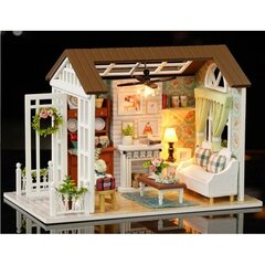Деревянный кукольный домик гостиная 8008-А, со светодиодной подсветкой цена и информация | Игрушки для девочек | hansapost.ee