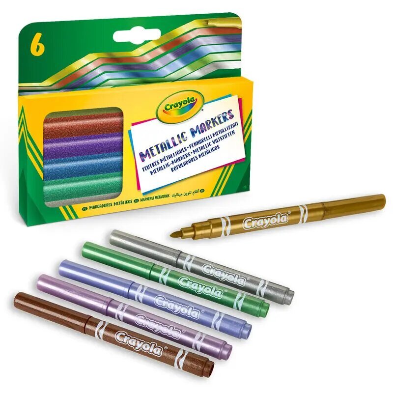 Crayola komplekt metallik markerid 6 tk цена и информация | Kunstitarbed, voolimise tarvikud | hansapost.ee