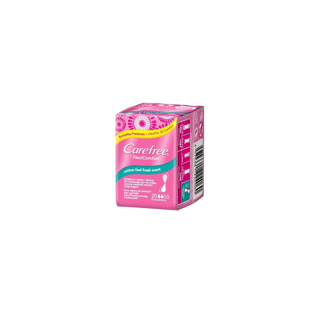 Hügieenisidemed Carefree Flexicomfort Cotton Feel Fresh Scent, 20 tk hind ja info | Tampoonid, hügieenisidemed ja menstruaalanumad | hansapost.ee