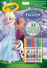 Värvimise komplekt: värvimisraamat Frozen + viltpliiatsid Crayola 7 tk hind ja info | Kunstitarbed, voolimise tarvikud | hansapost.ee