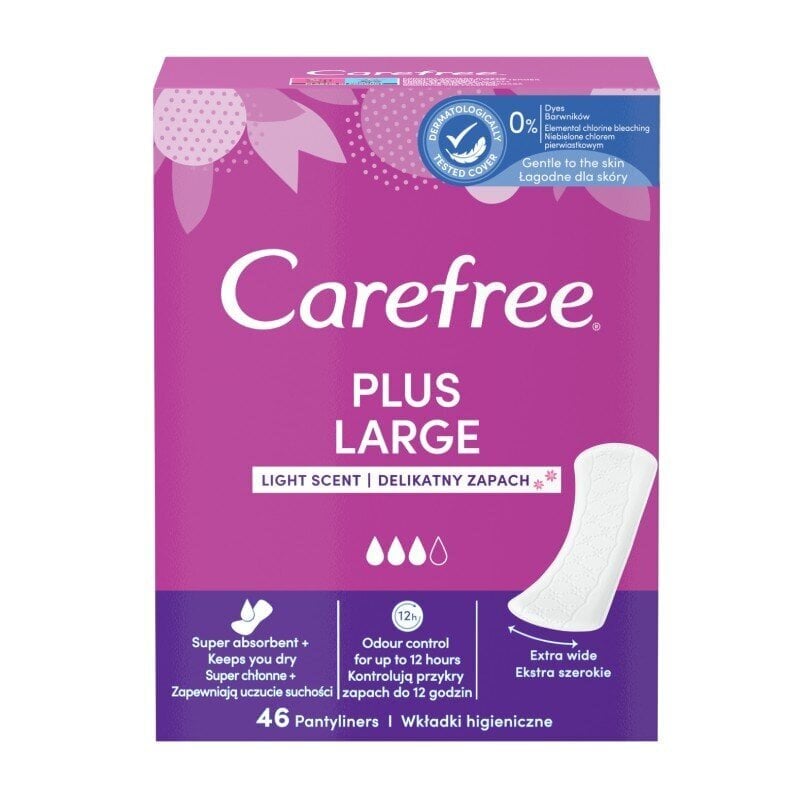 CAREFREE Large pesukaitsmed, 46 tk. цена и информация | Tampoonid, hügieenisidemed ja menstruaalanumad | hansapost.ee