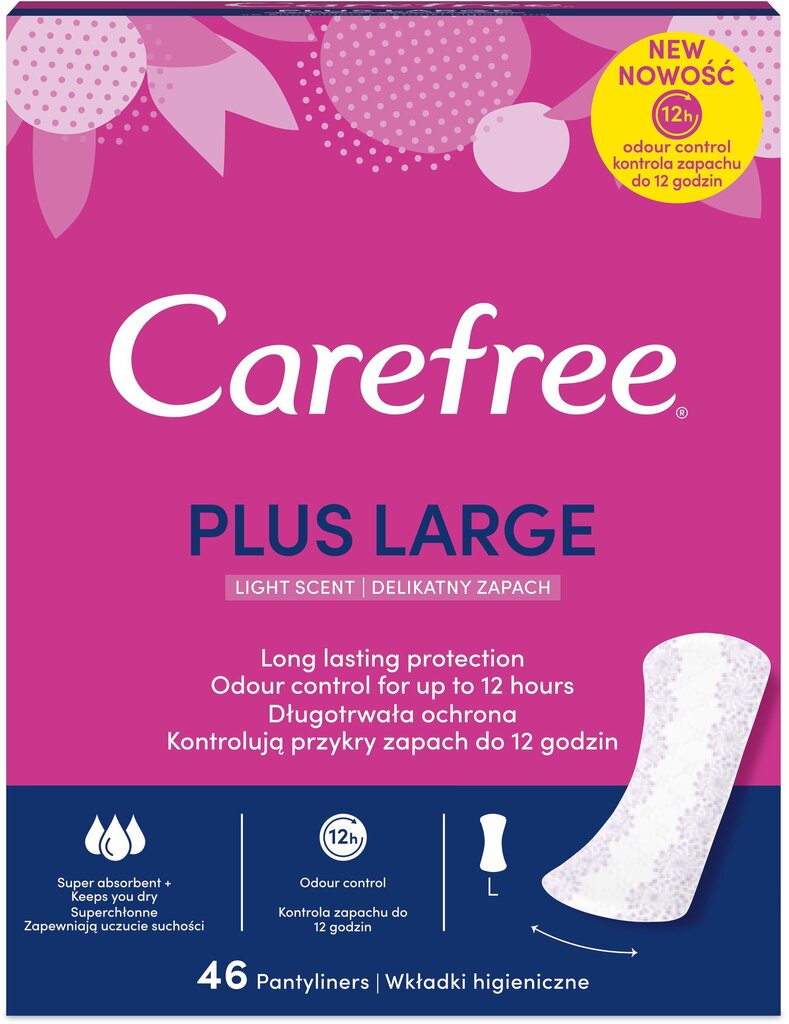 CAREFREE Large pesukaitsmed, 46 tk. цена и информация | Tampoonid, hügieenisidemed ja menstruaalanumad | hansapost.ee