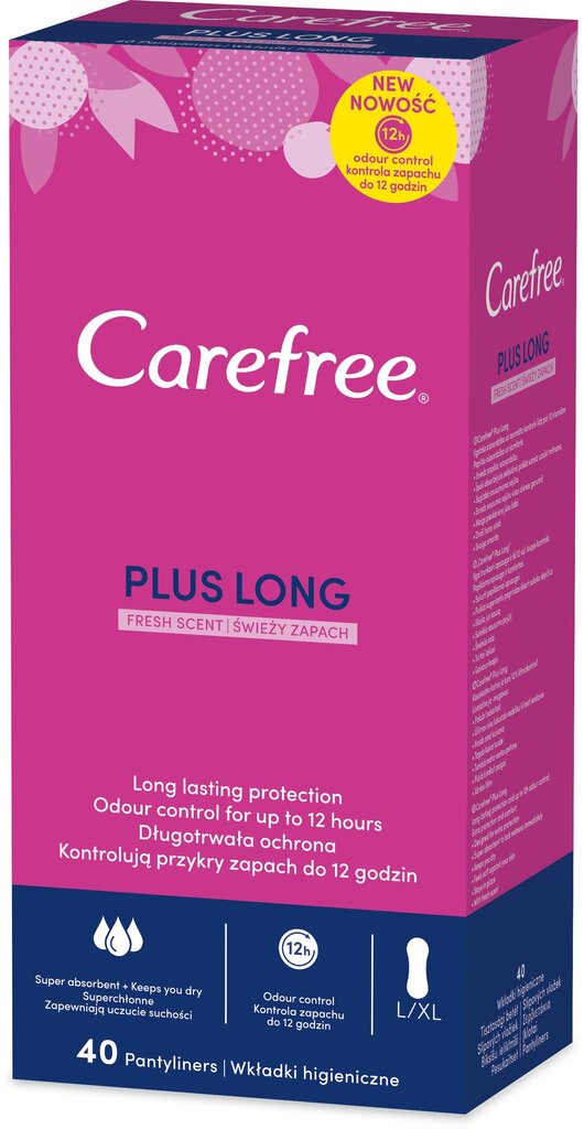 CAREFREE Long Plus pesukaitsed, 40 tk цена и информация | Tampoonid, hügieenisidemed ja menstruaalanumad | hansapost.ee