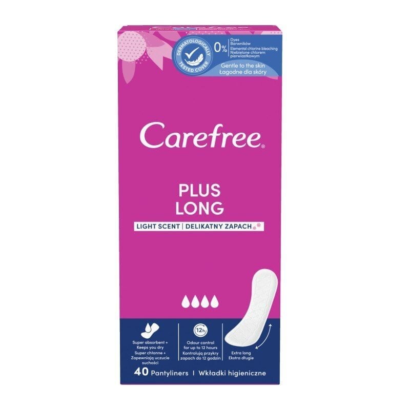 CAREFREE Long Plus pesukaitsed, 40 tk цена и информация | Tampoonid, hügieenisidemed ja menstruaalanumad | hansapost.ee