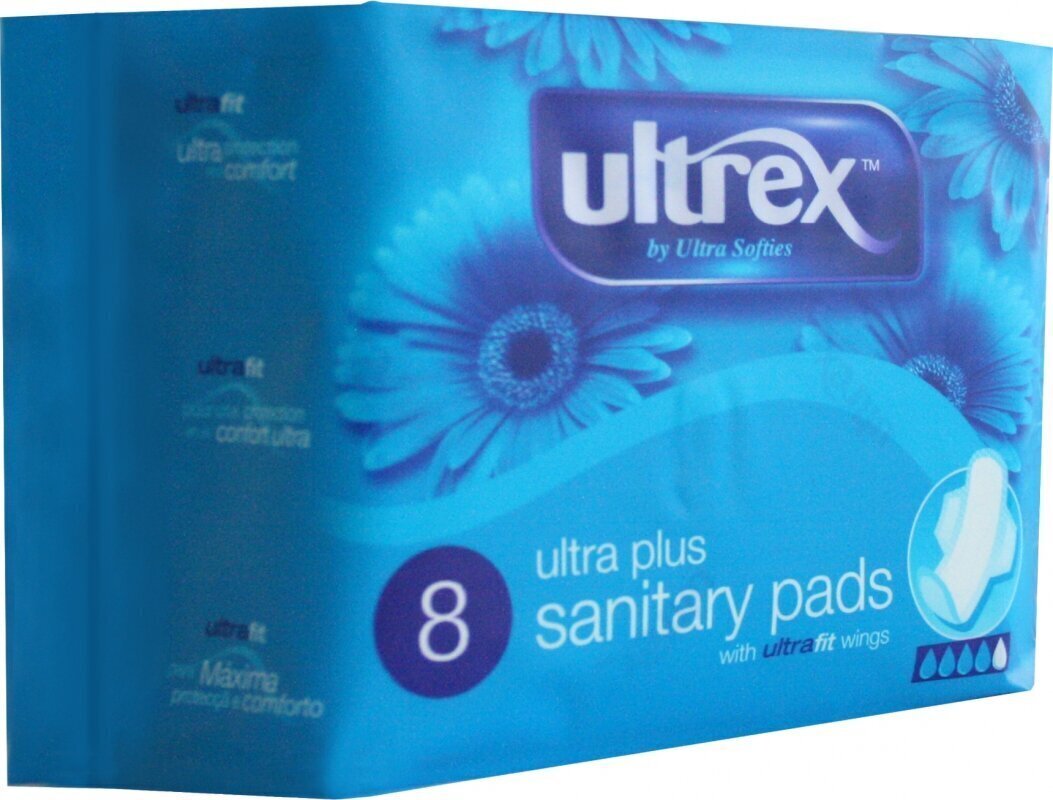 Hügieenisidemed Ultrex Ultra Plus, 8 tk hind ja info | Tampoonid, hügieenisidemed ja menstruaalanumad | hansapost.ee