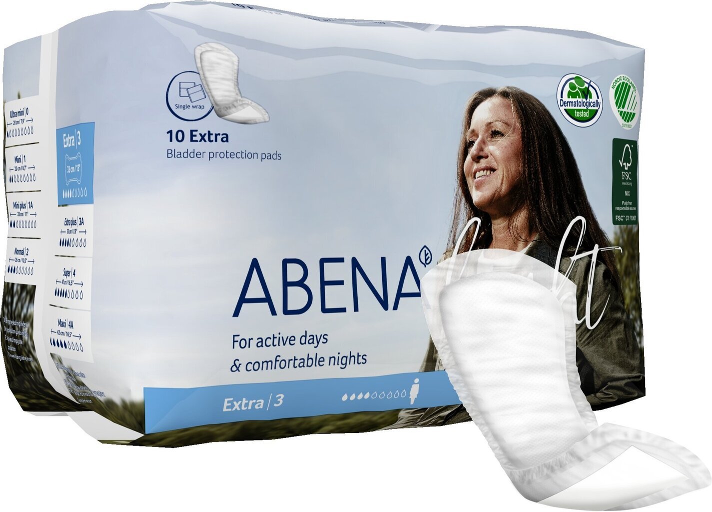 Sidemed Abena LIGHT Extra, 33x11 cm, 10 tk. цена и информация | Tampoonid, hügieenisidemed ja menstruaalanumad | hansapost.ee