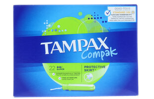 Tampoonid Tampax Compak Super 22 tk. hind ja info | Tampoonid, hügieenisidemed ja menstruaalanumad | hansapost.ee