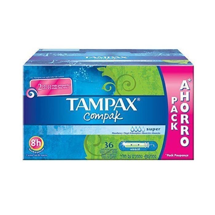 Tampoonid TAMPAX Compak Super, 36 tk hind ja info | Tampoonid, hügieenisidemed ja menstruaalanumad | hansapost.ee