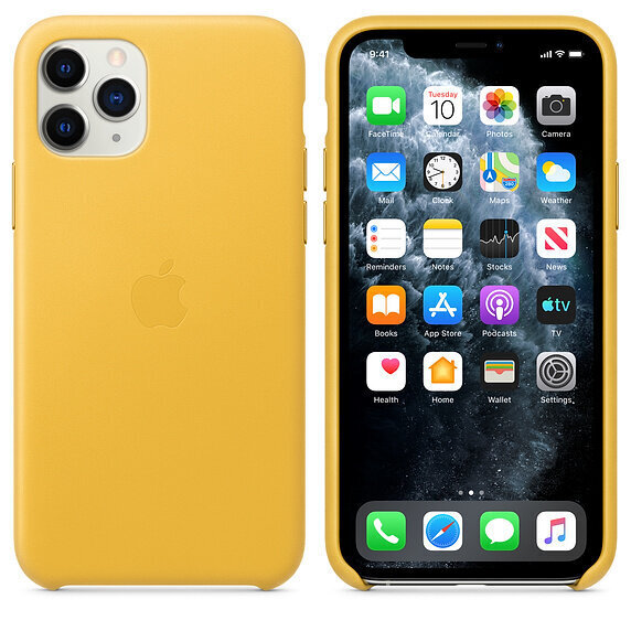 Telefoniümbris Apple Leather Case, telefonile iPhone 11 Pro, kollane цена и информация | Telefonide kaitsekaaned ja -ümbrised | hansapost.ee