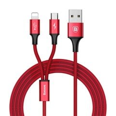 Кабель Baseus USB Rapid 2-в-1 Lightning / Micro Usb 3A, 1.2 м, красный (CAML-SU09) цена и информация | Кабели для телефонов | hansapost.ee